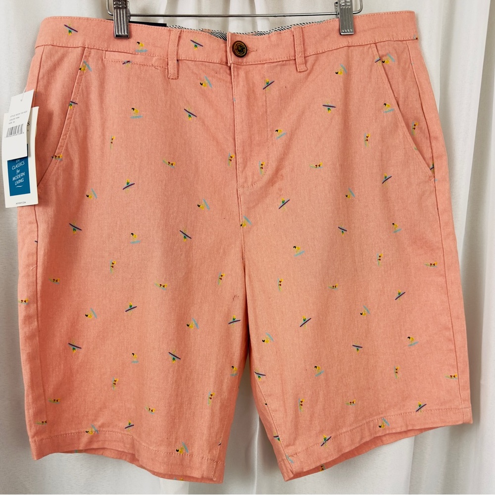 Jachs NY Men’sPink Surferboard Brushed Cotton Twill Bleeker Short W 34”/I 9” NWT